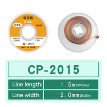 Load image into Gallery viewer, Desoldering Braid Tape Copper Welding Solder Remover 1.5-3.5mm Wire Soldering Wick Tin Lead Cord Flux BGA Repair Tool
