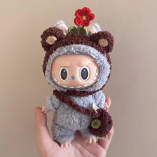 Load image into Gallery viewer, For Labubu 15cm Cute Sunflower Cotton Doll Headgear Universal Versatile Hooded Sweatshirt Scarf Bone Puppy Paw Print Cat Clothes

