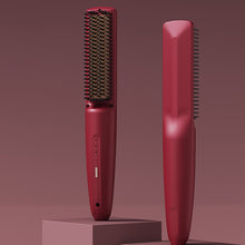 Load image into Gallery viewer, Wireless Straight Hair Comb Design Rechargeable Electric Comb Straightener Portable Negative Ion Non Damaging Hair Heating Comb
