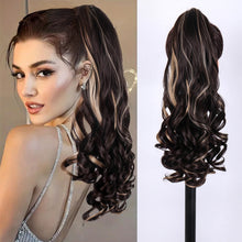 Load image into Gallery viewer, Wig for Women with Long Hair Big Waves High Ponytail Natural Simulation Fluffy Curly Ponytail Hair Extensions Braids
