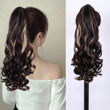 Load image into Gallery viewer, Wig for Women with Long Hair Big Waves High Ponytail Natural Simulation Fluffy Curly Ponytail Hair Extensions Braids
