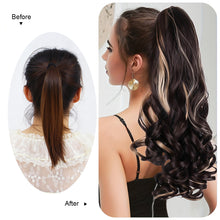 Load image into Gallery viewer, Wig for Women with Long Hair Big Waves High Ponytail Natural Simulation Fluffy Curly Ponytail Hair Extensions Braids
