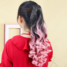 Load image into Gallery viewer, Cross Dyed Curly Hair Wig Ponytail Women's Long Curly Hair Invisible Clip Style Ponytail Hair Extensions
