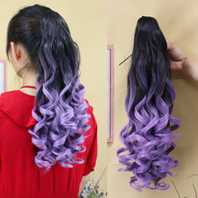 Load image into Gallery viewer, Cross Dyed Curly Hair Wig Ponytail Women's Long Curly Hair Invisible Clip Style Ponytail Hair Extensions
