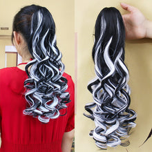 Load image into Gallery viewer, Cross Dyed Curly Hair Wig Ponytail Women's Long Curly Hair Invisible Clip Style Ponytail Hair Extensions
