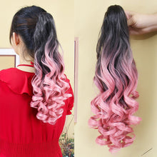 Load image into Gallery viewer, Cross Dyed Curly Hair Wig Ponytail Women's Long Curly Hair Invisible Clip Style Ponytail Hair Extensions
