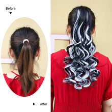 Load image into Gallery viewer, Cross Dyed Curly Hair Wig Ponytail Women's Long Curly Hair Invisible Clip Style Ponytail Hair Extensions
