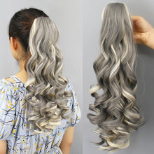 Load image into Gallery viewer, Cross Dyed Curly Hair Wig Ponytail Women's Long Curly Hair Invisible Clip Style Ponytail Hair Extensions
