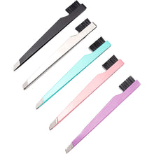 Load image into Gallery viewer, Stainless Steel 2-in-1 Brush Eyebrow Clip Brush Diagonal Tweezers Eyebrow Trimming Hair Removal Beard Beauty Tool
