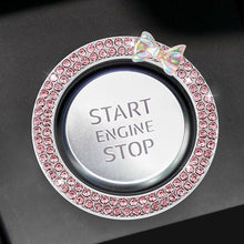 Load image into Gallery viewer, Car Start Ignition Engine Button Ring Bowknot Ignition Ring Rhinestone Design Car Ignition Button Decoration Ring

