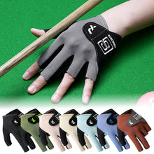 Load image into Gallery viewer, 1PC Professional Half Finger Billiard Gloves For Left Hand Breathable Wear Resistant Ice Silk Gloves With Non-Slip Gasket Self-Adhesive Cloth Fixed
