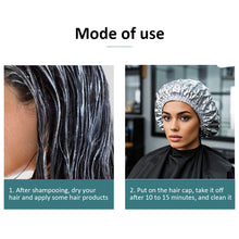 Load image into Gallery viewer, Tin Foil Thermostatic Hair Mask Cap Self-heating Steam Hair Care Cap Lightweight Washable Elastic Hairdressing Cap Hair Care Tool
