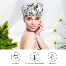 Load image into Gallery viewer, Tin Foil Thermostatic Hair Mask Cap Self-heating Steam Hair Care Cap Lightweight Washable Elastic Hairdressing Cap Hair Care Tool
