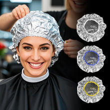 Load image into Gallery viewer, Tin Foil Thermostatic Hair Mask Cap Self-heating Steam Hair Care Cap Lightweight Washable Elastic Hairdressing Cap Hair Care Tool
