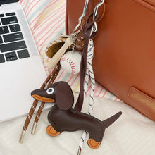 Load image into Gallery viewer, Car Ornament Dachshund Dog Keychain Fashion PU Dog Keychains For Women Bag Pendant Jewelry Trinket Key Ring Key Holder Gift
