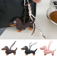 Load image into Gallery viewer, Car Ornament Dachshund Dog Keychain Fashion PU Dog Keychains For Women Bag Pendant Jewelry Trinket Key Ring Key Holder Gift
