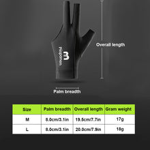 Load image into Gallery viewer, 1PC Three-Finger Billiard Gloves Stitching Design Breathable Non-Slip Self-Adhesive Cloth Fixed Gloves Billiard Supplies
