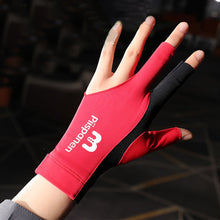 Load image into Gallery viewer, 1PC Three-Finger Billiard Gloves Stitching Design Breathable Non-Slip Self-Adhesive Cloth Fixed Gloves Billiard Supplies
