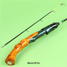 Load image into Gallery viewer, 1PC 50/60/70CM Imitation Wood Grain Curved Handle Ice Fishing Rod Joint Design Soft Tail Pole Fishing Gear Supplies
