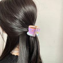 Load image into Gallery viewer, Acrylic Flower Cup Hairpin Hair Claw Clip Cute Temperamental Coffee Cup Headwear Hair Clip Hair Accessory for Women
