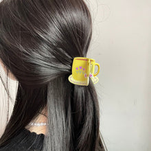 Load image into Gallery viewer, Acrylic Flower Cup Hairpin Hair Claw Clip Cute Temperamental Coffee Cup Headwear Hair Clip Hair Accessory for Women
