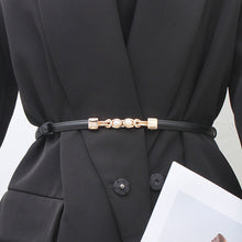 Load image into Gallery viewer, Versatile Alloy Pearl Buckle Waist Belt Casual Adjustable Imitation Leather Thin Waistband Skirt Jacket Waist Decoration Belt
