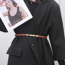 Load image into Gallery viewer, Versatile Alloy Pearl Buckle Waist Belt Casual Adjustable Imitation Leather Thin Waistband Skirt Jacket Waist Decoration Belt
