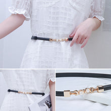 Load image into Gallery viewer, Versatile Alloy Pearl Buckle Waist Belt Casual Adjustable Imitation Leather Thin Waistband Skirt Jacket Waist Decoration Belt
