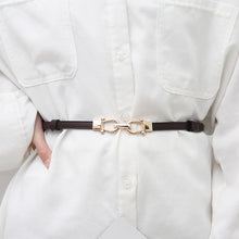 Load image into Gallery viewer, Fashionable Versatile Alloy Buckle Waist Belt Adjustable Imitation Leather Thin Waistband Coat Dress Waist Decoration Belt
