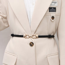 Load image into Gallery viewer, Fashionable Versatile Alloy Buckle Waist Belt Adjustable Imitation Leather Thin Waistband Coat Dress Waist Decoration Belt
