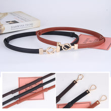 Load image into Gallery viewer, Simple Versatile Alloy Cross Buckle Waist Belt Adjustable Imitation Leather Thin Waistband Clothes Waist Decoration Belt
