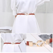 Load image into Gallery viewer, Simple Versatile Alloy Cross Buckle Waist Belt Adjustable Imitation Leather Thin Waistband Clothes Waist Decoration Belt
