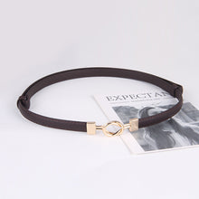 Load image into Gallery viewer, Simple Versatile Alloy Cross Buckle Waist Belt Adjustable Imitation Leather Thin Waistband Clothes Waist Decoration Belt
