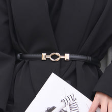 Load image into Gallery viewer, Simple Versatile Alloy Cross Buckle Waist Belt Adjustable Imitation Leather Thin Waistband Clothes Waist Decoration Belt
