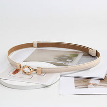 Load image into Gallery viewer, Simple Versatile Alloy Cross Buckle Waist Belt Adjustable Imitation Leather Thin Waistband Clothes Waist Decoration Belt
