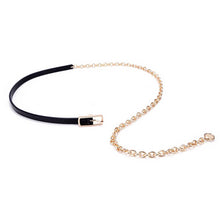 Load image into Gallery viewer, Black Thin Waistband Metal Waist Chain Splicing Adjustable Versatile Dress Shirt Waist Decoration Belt Apparel Accessory for Women
