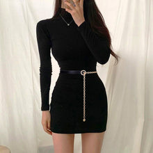 Load image into Gallery viewer, Black Thin Waistband Metal Waist Chain Splicing Adjustable Versatile Dress Shirt Waist Decoration Belt Apparel Accessory for Women
