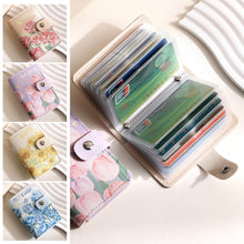 Load image into Gallery viewer, Vintage Painting Card Bag PU Leather Large Capacity Compact Portable Bus Card Credit Card Bank Card Holder Wallet for Women
