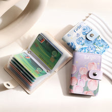 Load image into Gallery viewer, Vintage Painting Card Bag PU Leather Large Capacity Compact Portable Bus Card Credit Card Bank Card Holder Wallet for Women
