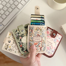 Load image into Gallery viewer, Creative Cartoon Flower Pull Card Bag Retro Fashionable Compact Portable Certificate Storage Bag Credit Card Bank Card Holder
