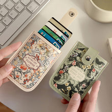 Load image into Gallery viewer, Creative Cartoon Flower Pull Card Bag Retro Fashionable Compact Portable Certificate Storage Bag Credit Card Bank Card Holder
