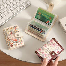 Load image into Gallery viewer, Flower Painting Card Bag Fashionable Retro Large Capacity Compact Portable Bus Card Credit Card Bank Card Holder Wallet for Women
