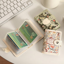 Load image into Gallery viewer, Flower Painting Card Bag Fashionable Retro Large Capacity Compact Portable Bus Card Credit Card Bank Card Holder Wallet for Women
