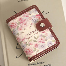 Load image into Gallery viewer, Flower Painting Card Bag Fashionable Retro Large Capacity Compact Portable Bus Card Credit Card Bank Card Holder Wallet for Women

