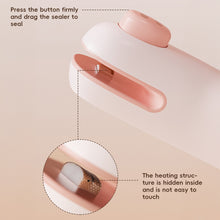 Load image into Gallery viewer, Household Mini Portable Handheld Sealing Machine Compact Portable Rechargeable Magnetic Storage Heat Sealer for Food Packaging
