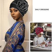 Load image into Gallery viewer, Flower Hat Elegant and Charming Ladies' Large Flower Headscarf Hat Elastic Chemotherapy Hat
