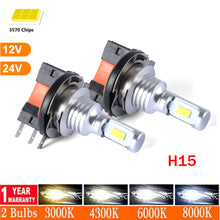 Load image into Gallery viewer, Pair Car H15 LED Bulb Headlight Fog Light High Beam Day Driving Running Light 12V 6000K 3570 CSP White Auto Lamp

