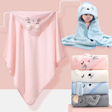 Load image into Gallery viewer, Toddler Bathrobe Infant Bath Towel Boy Girl Blankets Swaddle With Hood Cartoon Coral Fleece Towel Blanket Newborn Kids Bedding
