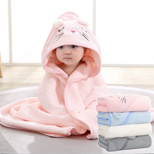 Load image into Gallery viewer, Toddler Bathrobe Infant Bath Towel Boy Girl Blankets Swaddle With Hood Cartoon Coral Fleece Towel Blanket Newborn Kids Bedding
