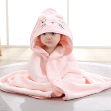 Load image into Gallery viewer, Toddler Bathrobe Infant Bath Towel Boy Girl Blankets Swaddle With Hood Cartoon Coral Fleece Towel Blanket Newborn Kids Bedding
